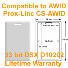 Proximity Clamshell Card 33bit DSX D10202 AWID Format Compatible with 33bit CS-AWID